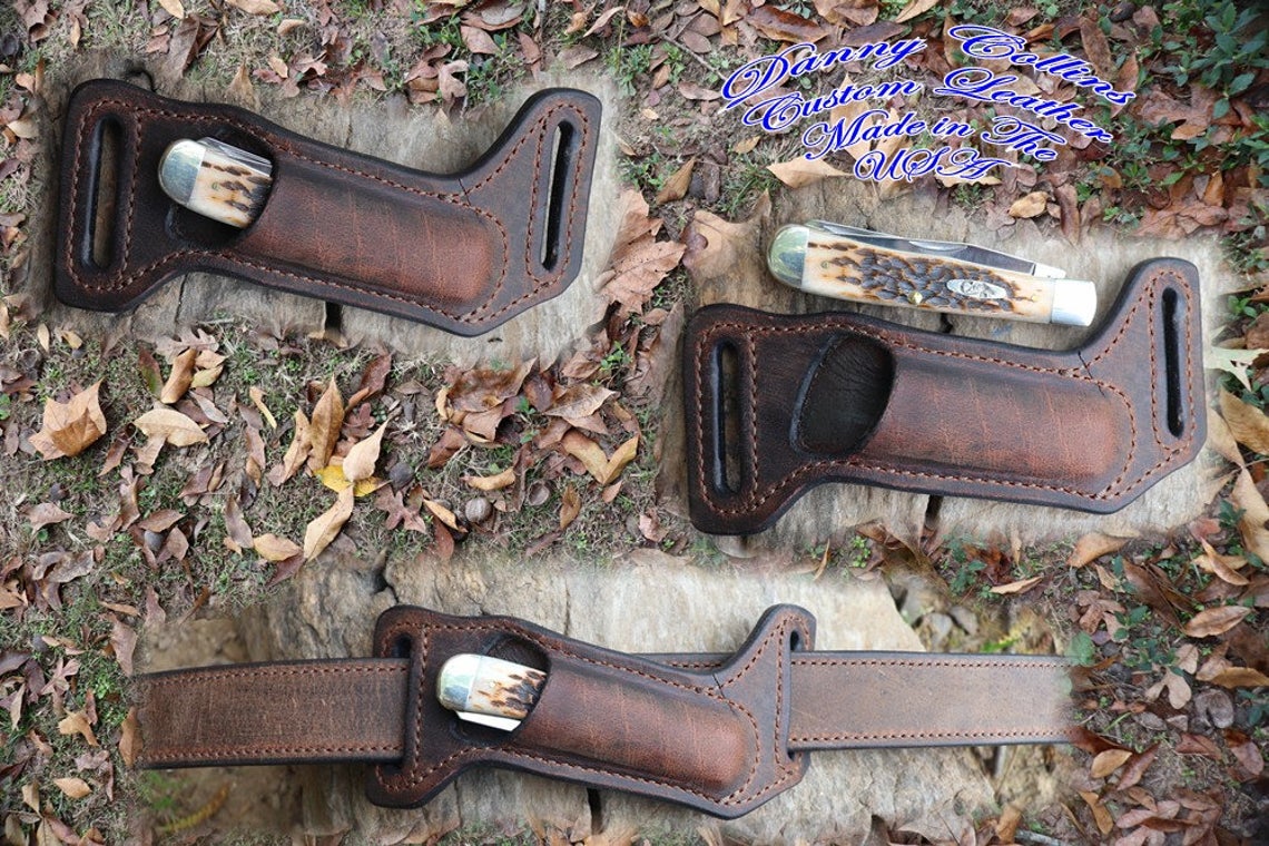 Custom Leather Knife Sheath 8 Overall 5 Fixed Blades - Crossdraw Carry  (SHEATH13) - RMB Custom Leather