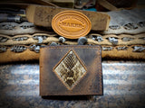 Buffalo Bi fold wallet with Rattlesnake Inlay, Leather Wallet, Men's Wallet, Leather Wallet