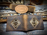 Buffalo Bi fold wallet with Rattlesnake Inlay, Leather Wallet, Men's Wallet, Leather Wallet