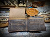 Buffalo Bi fold wallet with Rattlesnake Inlay, Leather Wallet, Men's Wallet, Leather Wallet