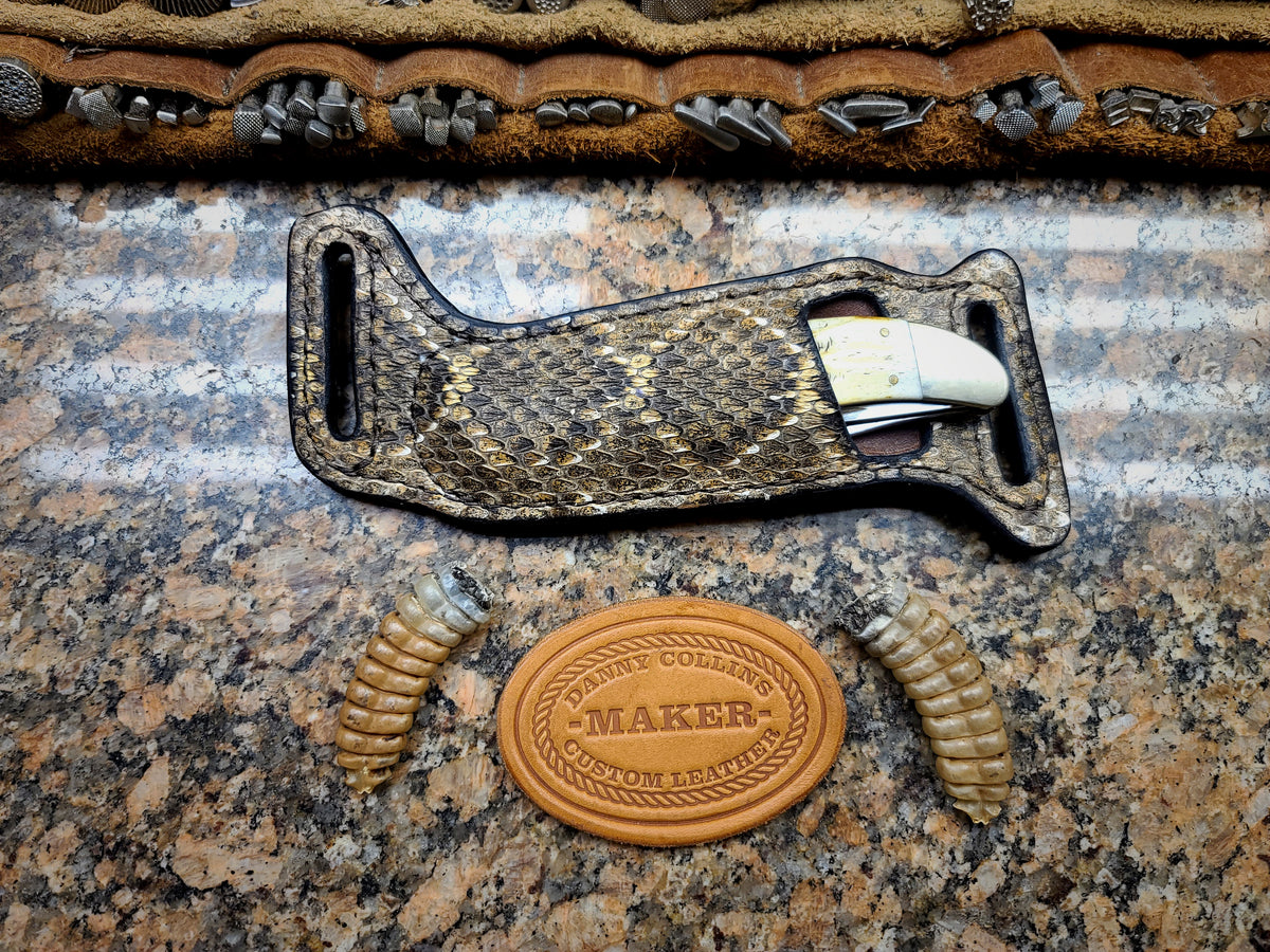 Case Folding Hunter Sheath, Rattlesnake Knife Sheath, Horizontal Knife