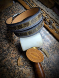 Calf Creek Buffalo Leather Belt Western Diamondback Rattlesnake Inlay