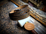 Crazy Horse Buffalo Leather Belt Western Diamondback Rattlesnake Inlay