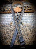 Calf Creek Buffalo Leather Belt Western Diamondback Rattlesnake Inlay