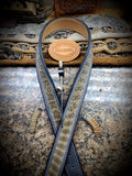 Calf Creek Buffalo Leather Belt With Prairie Rattler Inlay, Exotic Leather Belt