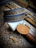 Calf Creek Buffalo Leather Belt With Prairie Rattler Inlay, Exotic Leather Belt
