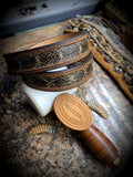 Crazy Horse Buffalo Leather Belt Western Diamondback Rattlesnake Inlay