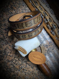 Crazy Horse Buffalo Leather Belt With Prairie Rattler Inlay, Exotic Leather Belt