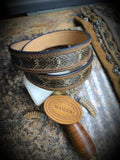 Crazy Horse Buffalo Leather Belt Western Diamondback Rattlesnake Inlay