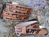 Tooled leather belts, Western Floral Belts, Hand Tooled Oakleaf and Acorn Belts