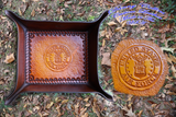 Service Branch Valet Tray, Air Force Valet Tray, Leather Valet Tray, Tooled leather Catchall, Tooled Leather Valet Tray