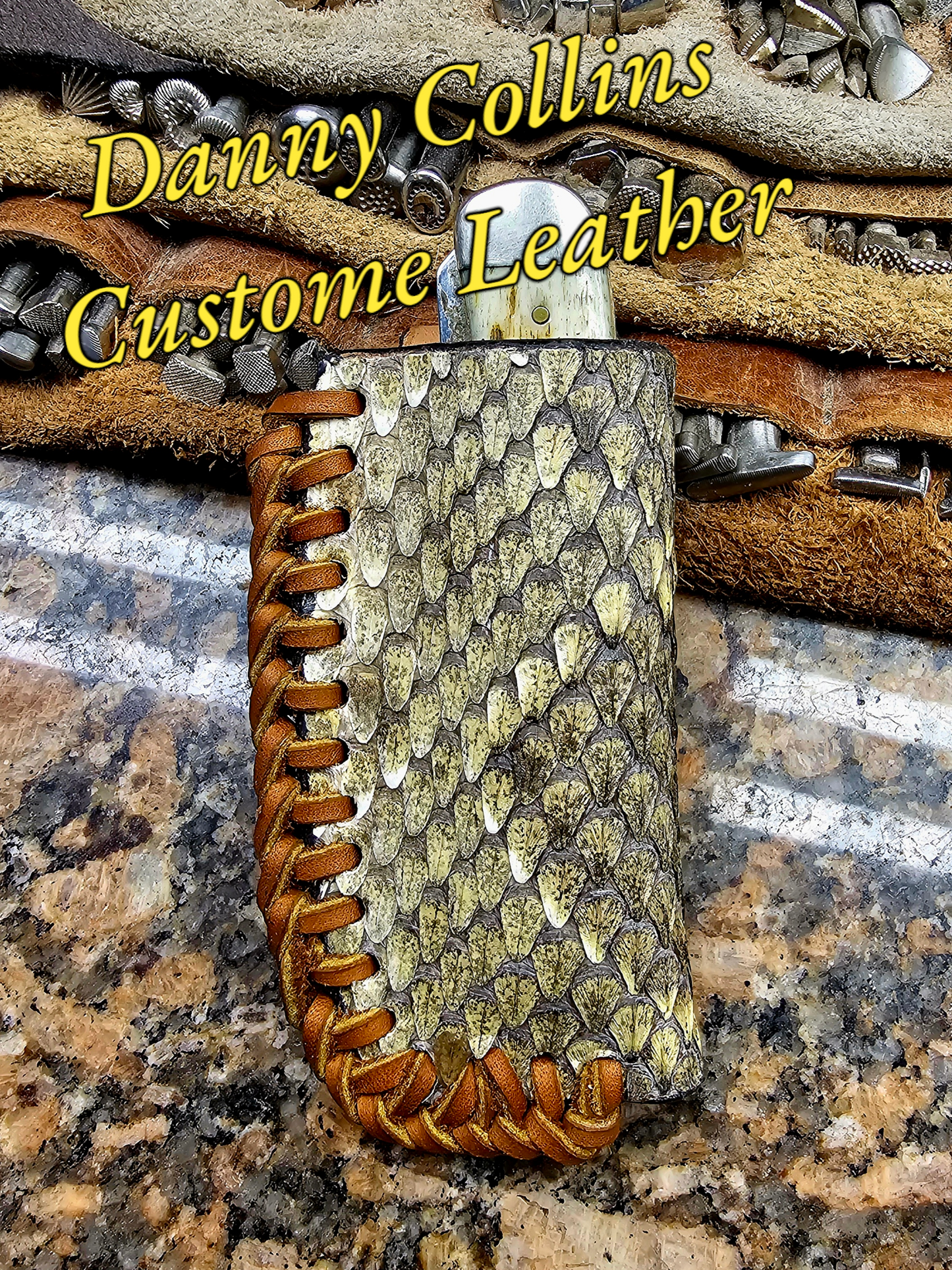 Case Trapper Rattlesnake Knife Sheath With Laced Edge