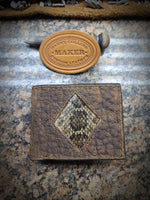 Badlands Bison Bi fold wallet with Rattlesnake Inlay, Leather Wallet, Men's Wallet, Bison Leather Wallet