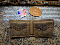 Badlands Elk Bi fold wallet with Timber  Rattlesnake Inlay, Leather Wallet, Men's Wallet, Elk Leather Wallet