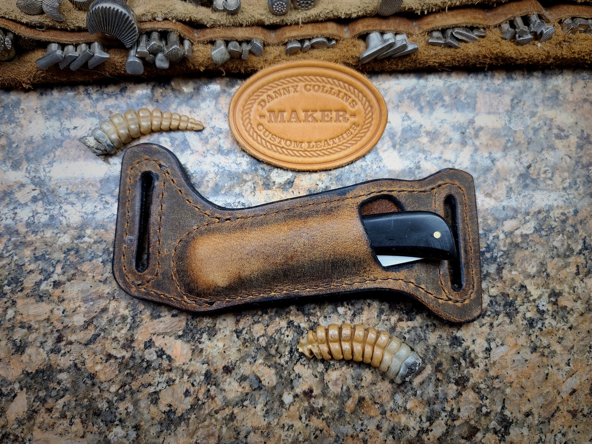 Case Sodbuster sheath, Buffalo leather Knife Sheath, Horizontal Knife