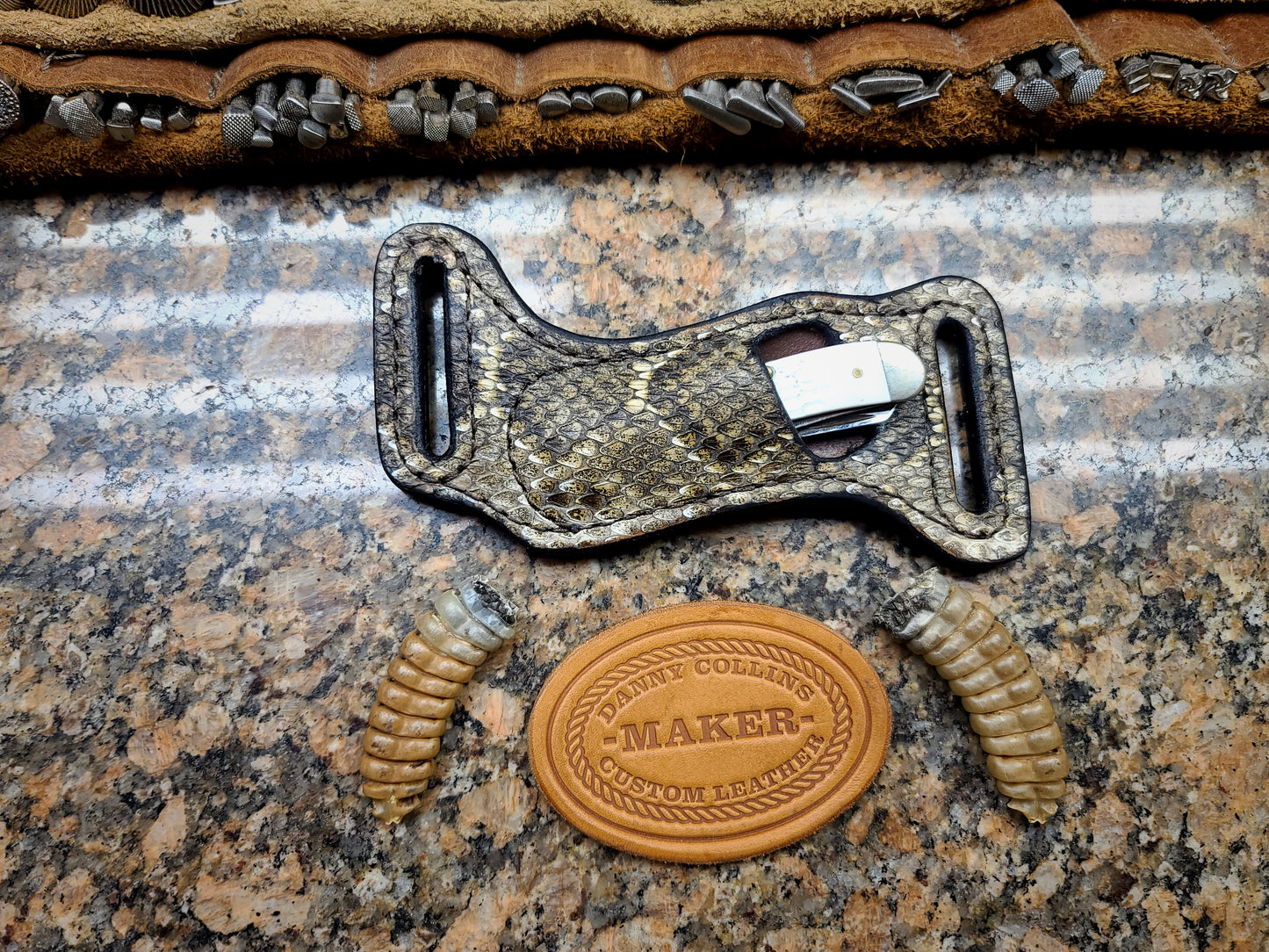 Case Mini Trapper sheath, Rattlesnake Knife Sheath, Horizontal Knife Sheath
