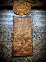 Embossed Ostrich Roper Wallet with ID, Checkbook Wallet with ID