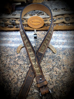 Crazy Horse Buffalo Leather Belt With Prairie Rattler Inlay, Exotic Leather Belt