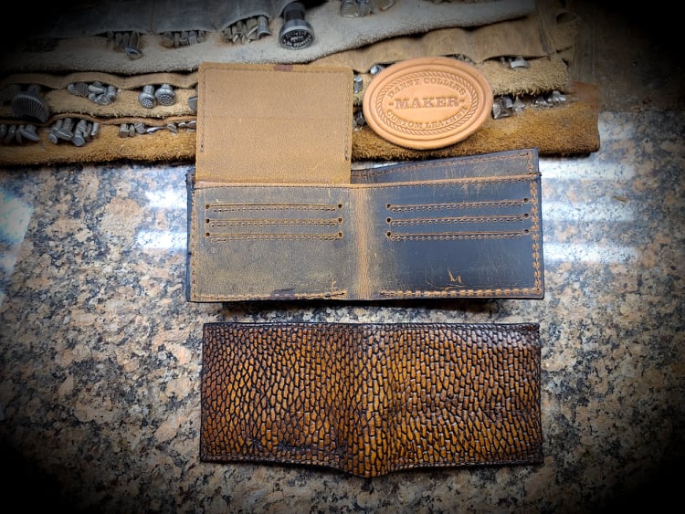 Beaver Tail Wallet with ID, Leather bifold wallet