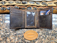 Beaver Tail Wallet with ID, Leather Trifold wallet