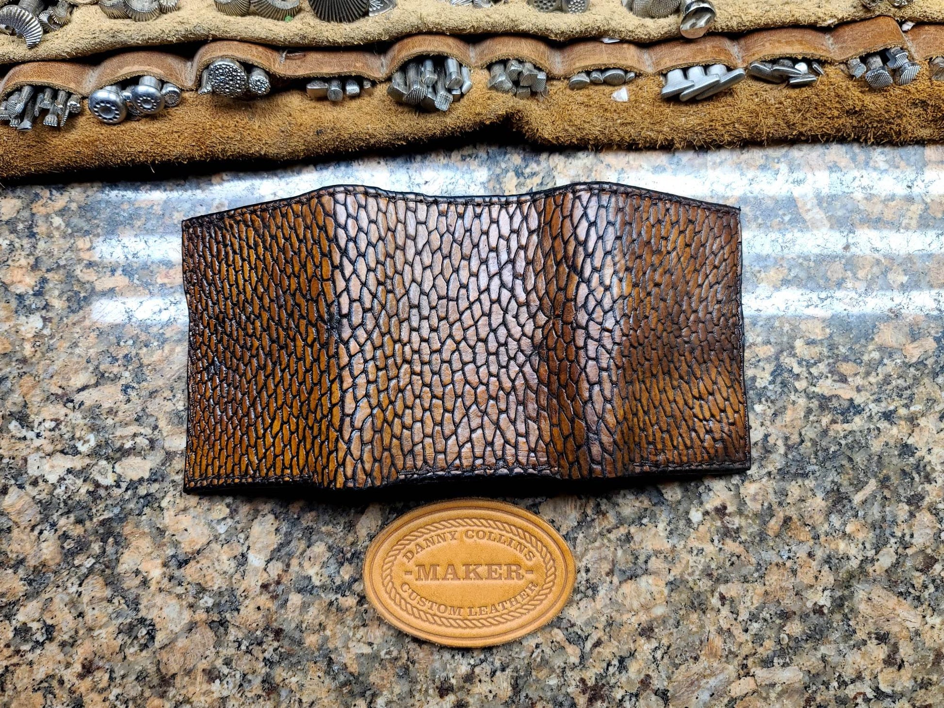 Beaver Tail Wallet with ID, Leather Trifold wallet Danny Collins