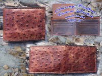 Embossed Ostrich Bi fold Wallet, Ostrich Wallet, Mens wallet