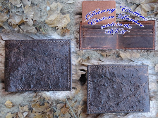 Embossed Ostrich Bi fold Wallet, Ostrich Wallet, Men's wallet