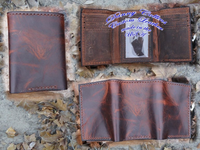 Bison leather Tri fold wallet, Leather Tri Fold, Men's Wallet