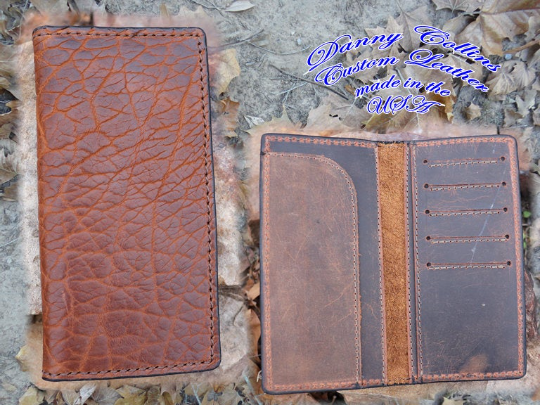 Shrunken Bison Checkbook Wallet, Bison Roper wallet, Bison Long Wallet, Leather Wallet, Men's Wallet