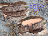 Crazy Horse Buffalo Leather Belt With Prairie Rattler Inlay, Exotic Leather Belt
