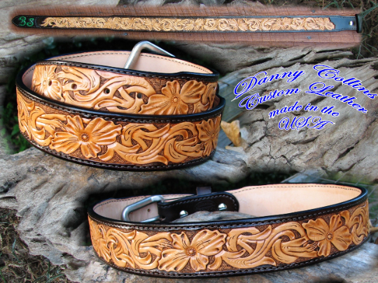 Hand Tooled Feather Belts With Tooled Antlers – Danny Collins Custom Leather
