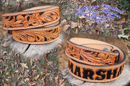 Custom leather belts Tooled leather belts Western Belts Danny Collins Custom Leather