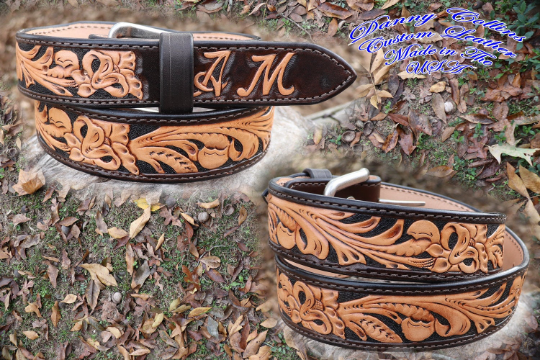 Custom leather belts Tooled leather belts Western Belts Danny Collins Custom Leather