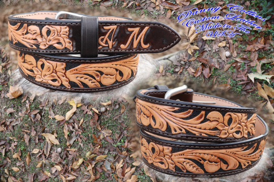 Custom leather belts, Tooled leather belts, Western Belts