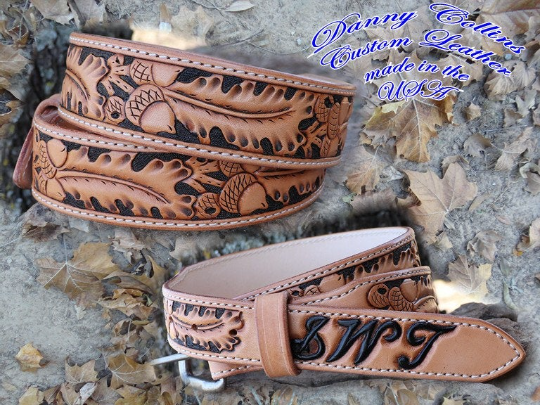 Tooled leather belts, Western Floral Belts, Hand Tooled Oakleaf and Ac –  Danny Collins Custom Leather