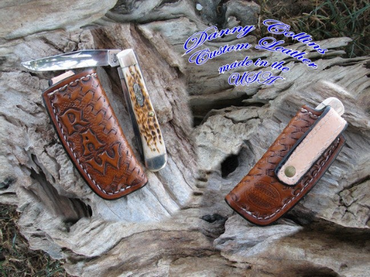 Personalized vertical carry leather knife sheathes, Custom knife sheath