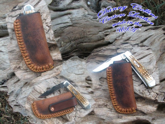 Buffalo Leather Knife Sheath With Laced Edge