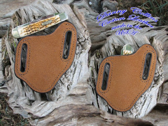 Rough out Buffalo Leather Knife Sheath, Case Trapper and Similar folding knives